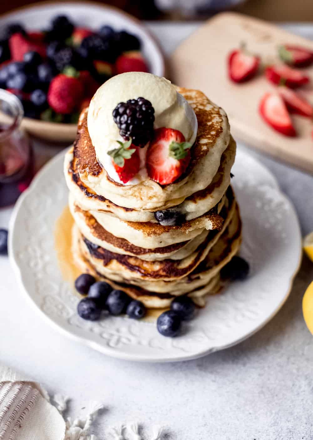 lemon blueberry and ricotta pancakes diala's kitchen